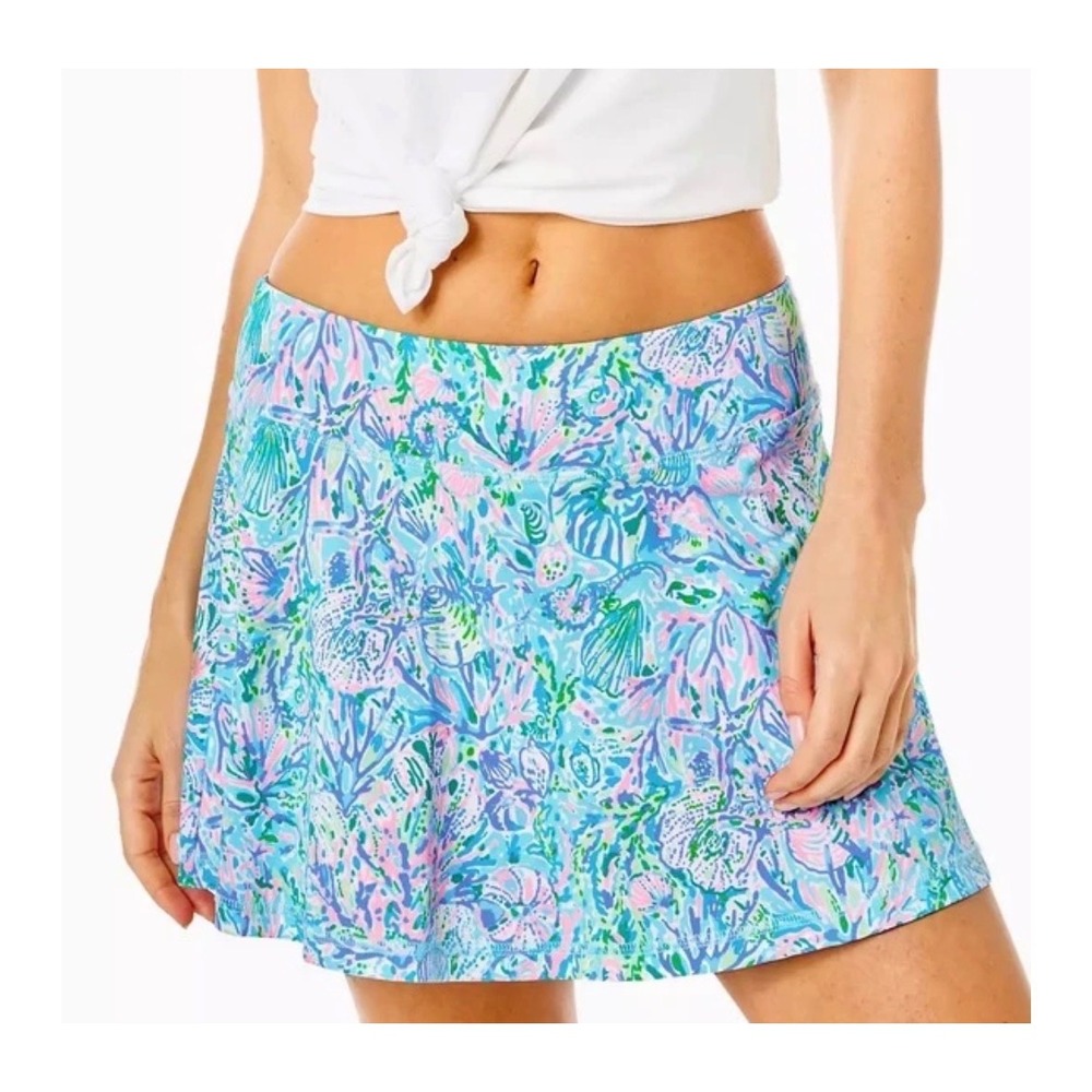 Lilly Pulitzer Luxletic Aila Skort Womens 8 Blue Pink Tropical Golf Tennis Skirt